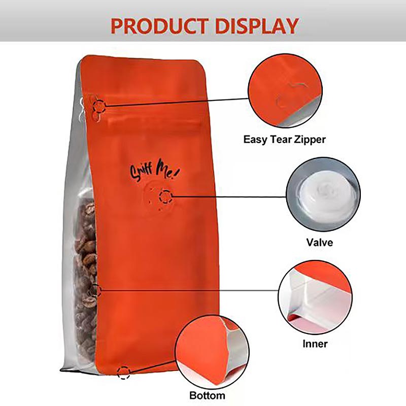 Coffee packaging bags with Windows and zippers